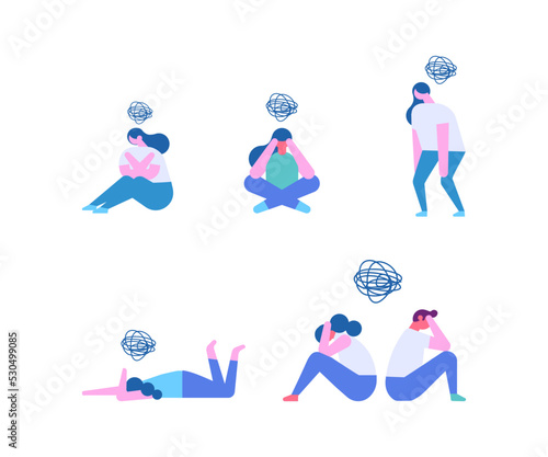 Person in depression. Mental health flat vector characters