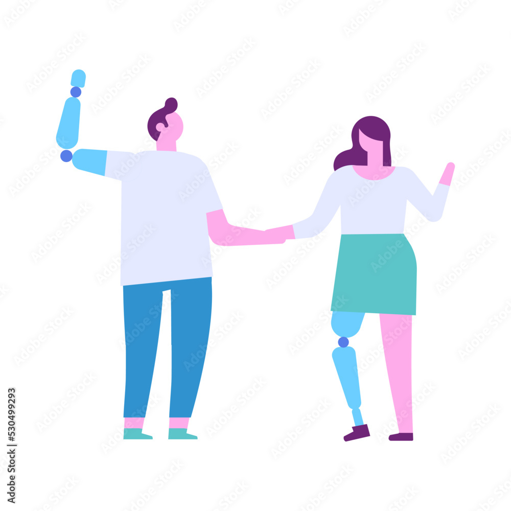 Person with prosthesis flat vector illustration