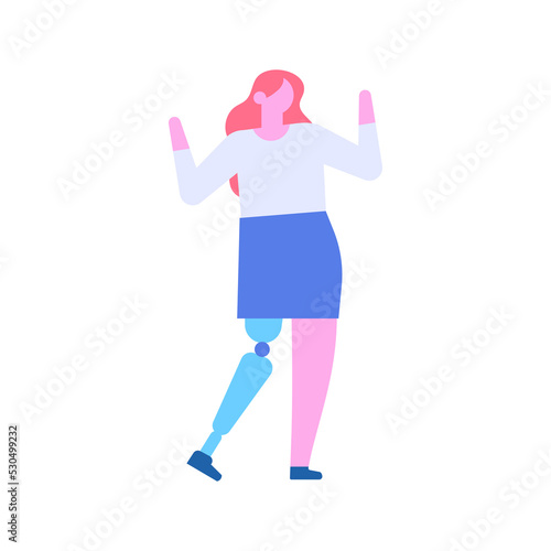 Person with prosthesis flat vector illustration