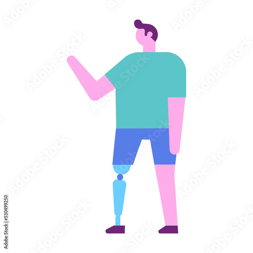 Person with prosthesis flat vector illustration
