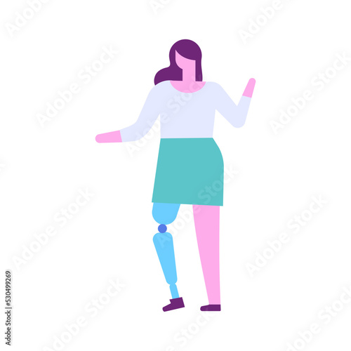 Person with prosthesis flat vector illustration