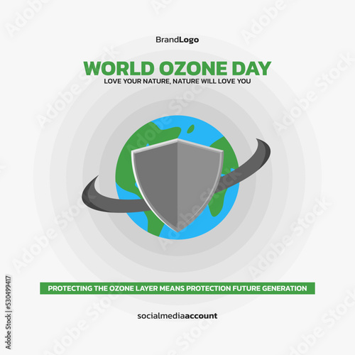 Ozone layer protection day social media poster design template.