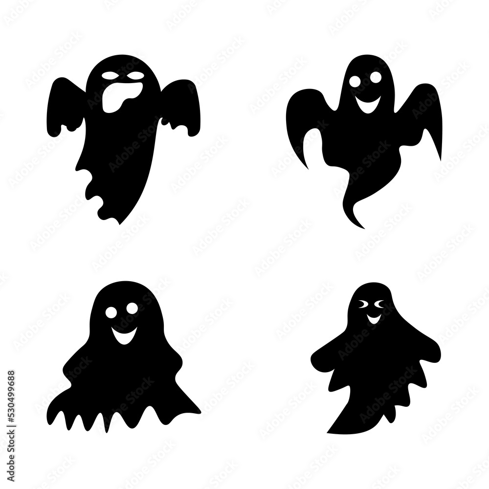 Halloween ghost black and white set Halloween ghost black and white set