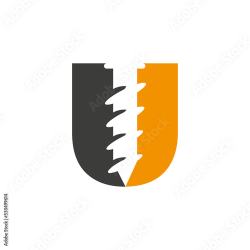 Letter U Screw Logo Template For Construction Ironmonger  Symbol Design