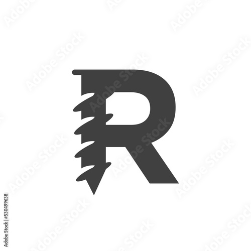 Letter R Screw Logo Template For Construction Ironmonger  Symbol Design