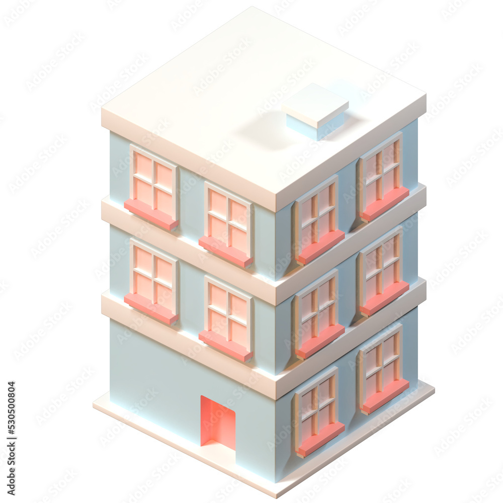 Building isometric view illustration in 3D design Building isometric view illustration in 3D design
