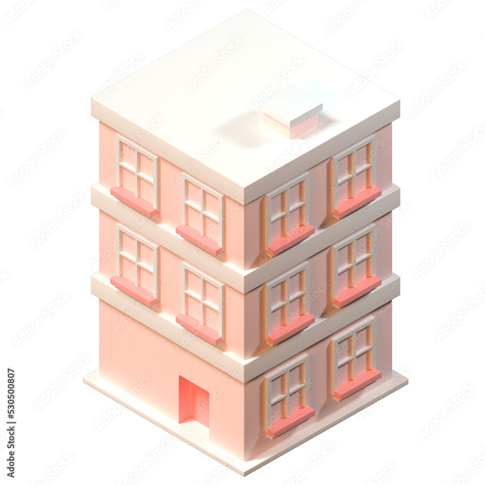 Building isometric view illustration in 3D design