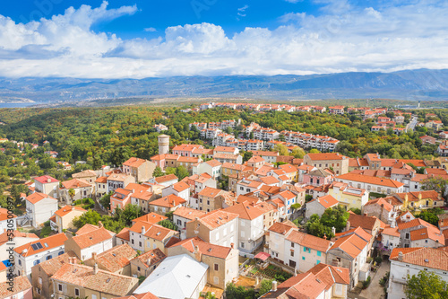 Town of Omisalj on Krk island, Croatia, aerial view © ilijaa
