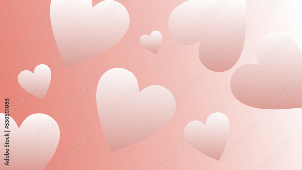 abstract love heart vector background illustration with peach pink white color