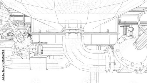 Sketch of industrial equipment. Vector