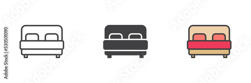 Double bed different style icon set