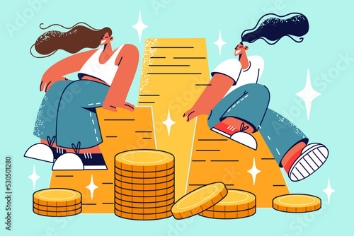 People sitting on piles of gold 