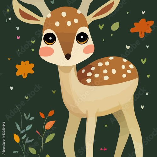 cute adorable dear for children's book illustration