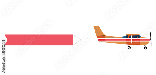 Slika na platnu Flying advertising banner pulled by light plane