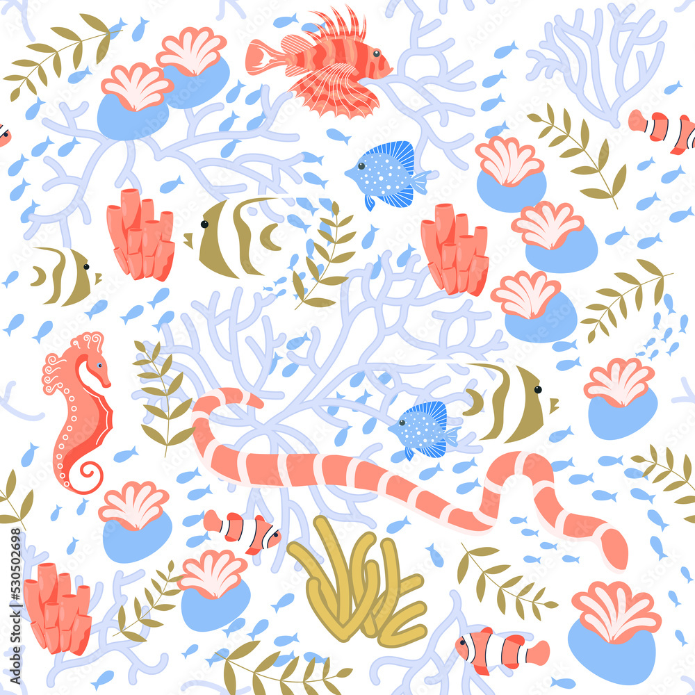 Seamless underwear pattern with seabed and coral reef life Seamless underwear pattern with seabed and coral reef life