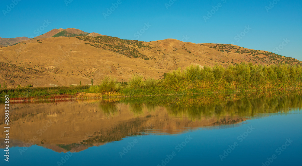 Euphrates river and mountain view. Erzincan province in Turkey.