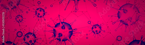 Fotografiet Corona virus background, pandemic risk concept. 3D illustration