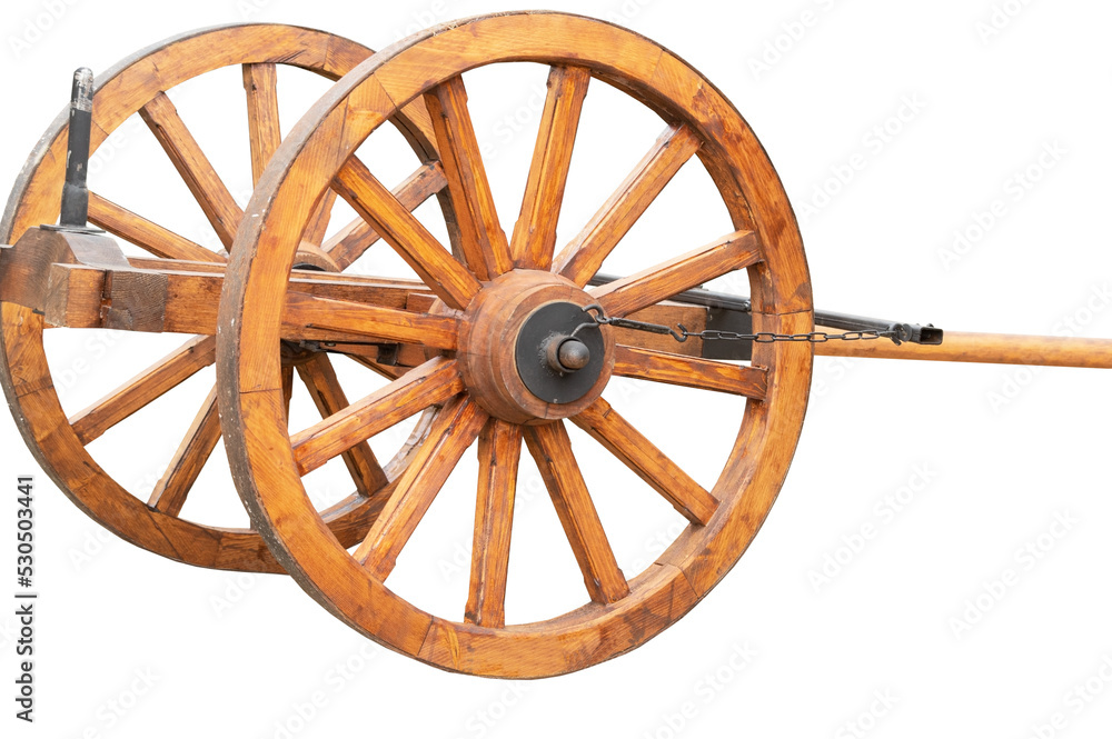 old wooden cart with big wheels