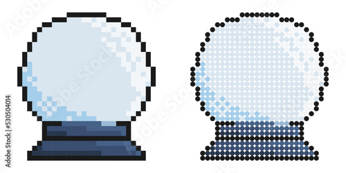 Pixel icon. fortune teller magic crystal ball. Divination and foresight of future. Simple retro game vector isolated on white background