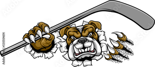 Canvas Print Bulldog Ice Hockey Player Animal Sports Mascot