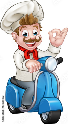 Cartoon Delivery Moped Scoo...
