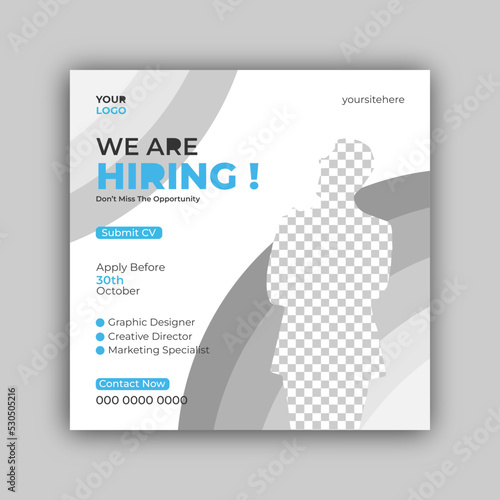 We are hiring job vacancy social media post or square web banner template design

