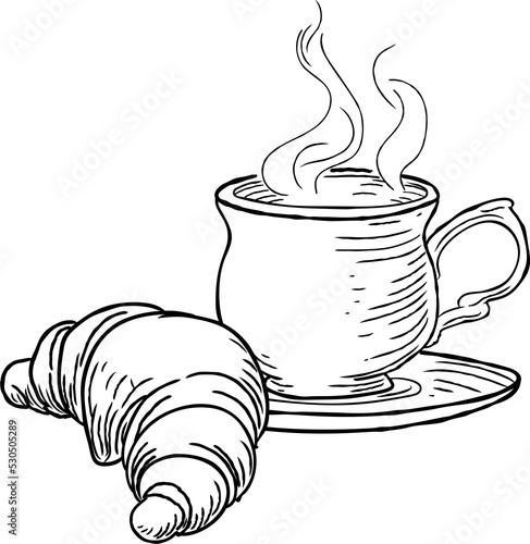 Cup of Tea and Croissant Vi...
