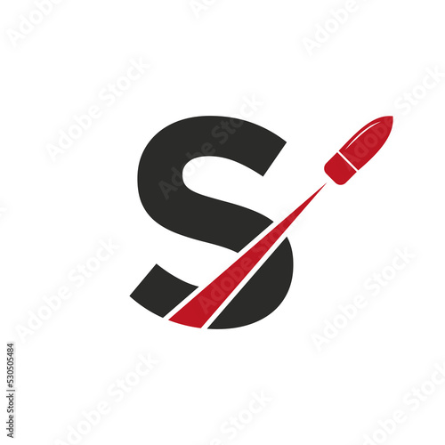 Initial Letter S Shot Bullet Logo Vector Template Concept For Defense Logotype