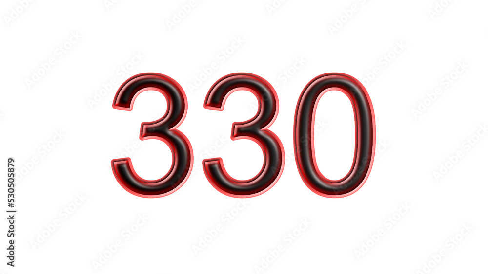 red 330 number 3d effect white background red 330 number 3d effect white background