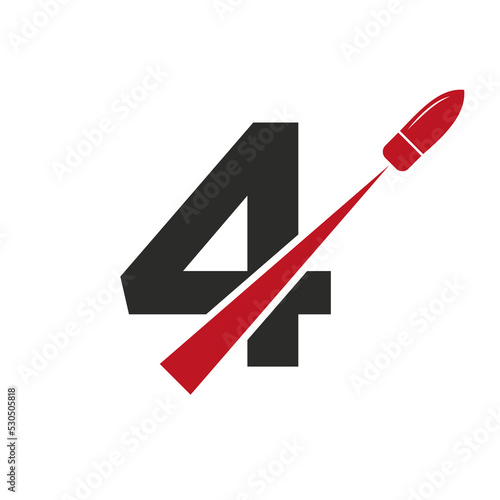 Free Download Initial Letter 4 Shot Bullet Logo Vector Template Concept For Defense Logotype - GFXLoad