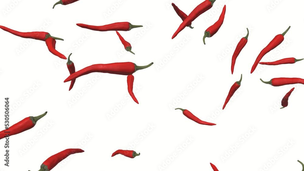 Red pepper on a white background. Slow motion of flying red pepper. Red pepper on a white background. Slow motion of flying red pepper.