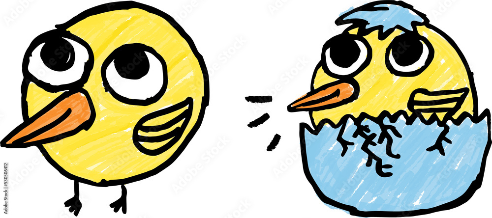 Obraz premium Cute Easter Chicks Childs Drawing