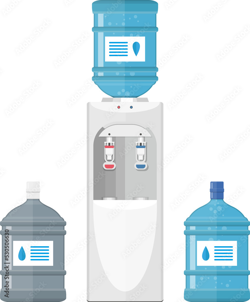 Plastic water cooler with blue full bottle Plastic water cooler with blue full bottle