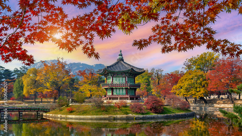 Gyeongbokgung Palace in autumn Seoul  South Korea.