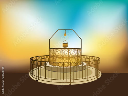 The Zamzam Well, is the Holy Water for Muslims in Saudi Arabia. Vector Illustration photo