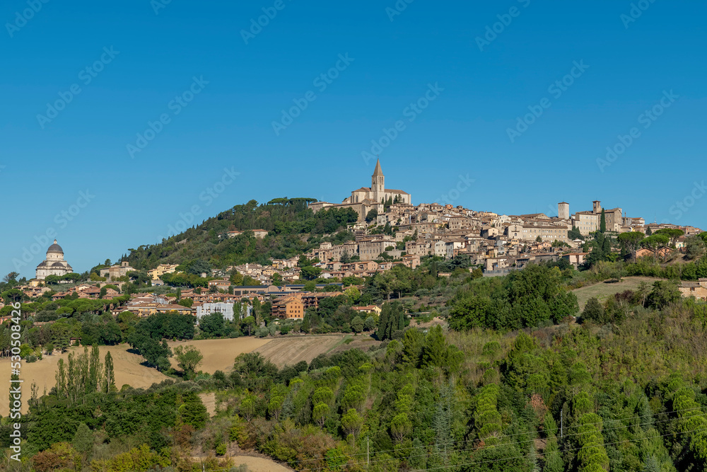 Panoramic view of Todi, Perugia, Italy, on a sunny day