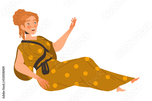 Ancient Woman Roman Character from Classical Antiquity Lying and Talking Vector Illustration