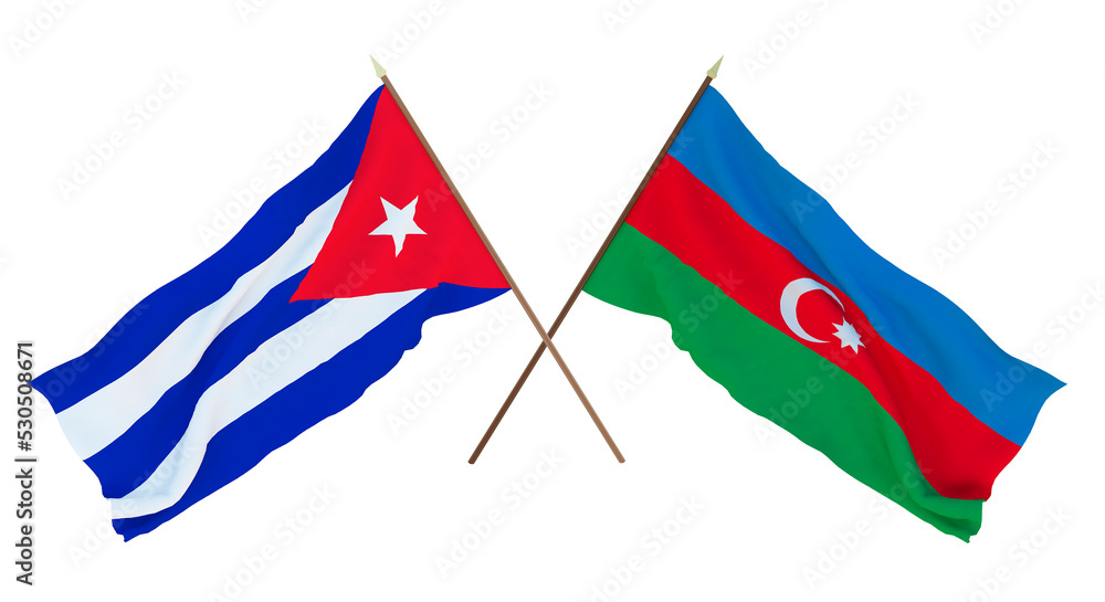 Background, 3D render for designers, illustrators. National Independence Day. Flags Cuba and Azerbaijan Background, 3D render for designers, illustrators. National Independence Day. Flags Cuba and Azerbaijan