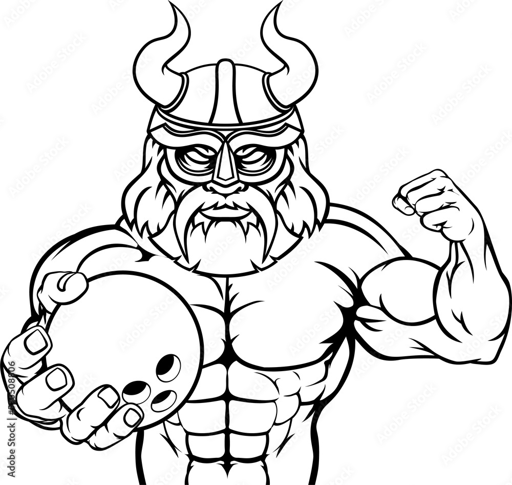 A Viking warrior gladiator bowling sports mascot A Viking warrior gladiator bowling sports mascot
