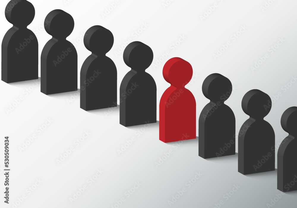 Crowd black people sign with red head sign. Problem resolve control. Understand question. Mental Problem solving, Difference solution. Confusion clarity. Psychotherapy, Communication symbol concept Crowd black people sign with red head sign. Problem resolve control. Understand question. Mental Problem solving, Difference solution. Confusion clarity. Psychotherapy, Communication symbol concept