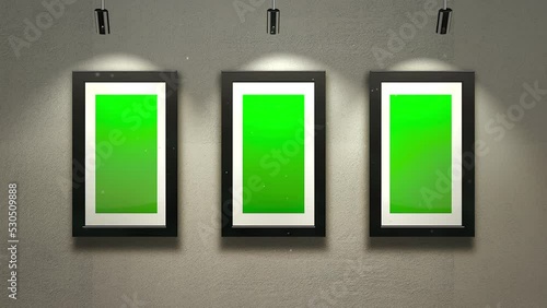 Art gallery with picture mock-up screen frame, art and decor style background