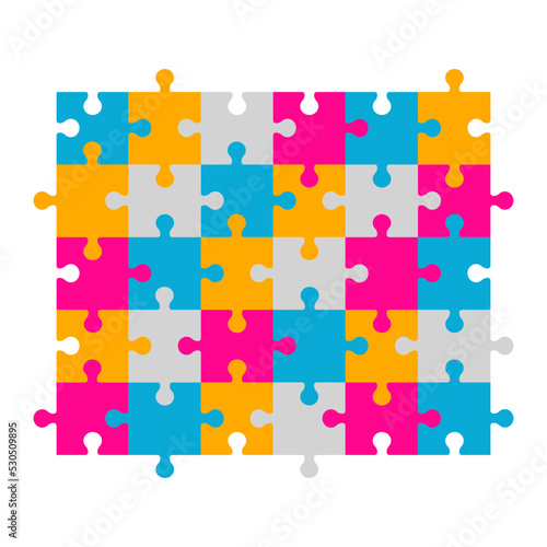 5x6 colorful jigsaw puzzle template vector design