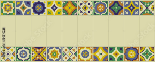 Traditional azulejos ceramic tiles decorative frame