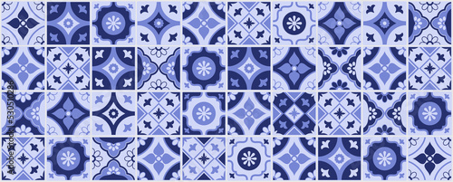 Traditional azulejos ceramic tiles pattern