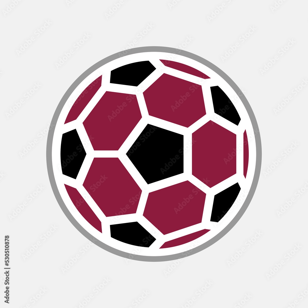 Abstract soccer ball in colors of Qatar flag Abstract soccer ball in colors of Qatar flag