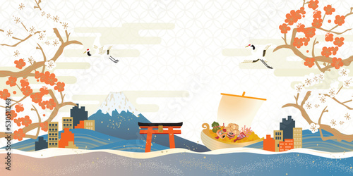 東京　日本風景イメージイラスト