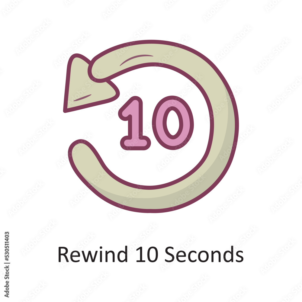 Rewind 10 seconds Filled outline Icon Design illustration. Media Control Symbol on White background EPS 10 File Rewind 10 seconds Filled outline Icon Design illustration. Media Control Symbol on White background EPS 10 File