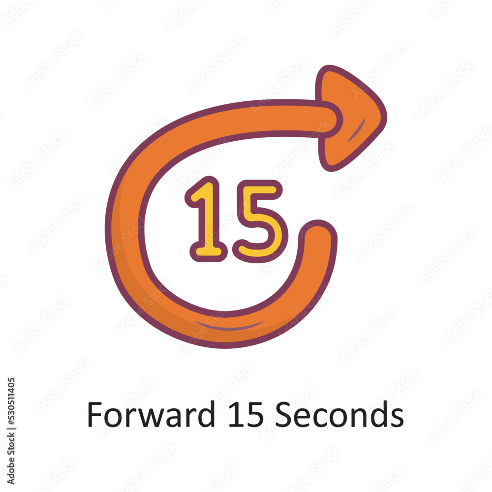 Forward 15 Seconds Filled outline Icon Design illustration. Media Control Symbol on White background EPS 10 File Forward 15 Seconds Filled outline Icon Design illustration. Media Control Symbol on White background EPS 10 File