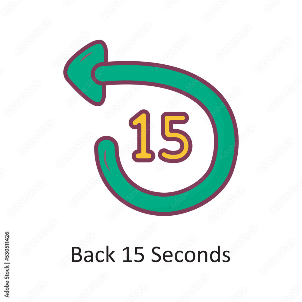 Obraz premium Back 15 Seconds Filled outline Icon Design illustration. Media Control Symbol on White background EPS 10 File