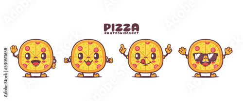 Pizza cartoon mascot with different expressions